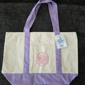 1 Large Lavender Trader Joe's Canvas Tote Bag